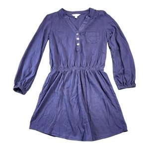 Women's Lilly Pulitzer Beckett Shirt Dress Blue Sz XS Gold Button Pima Cotton‎